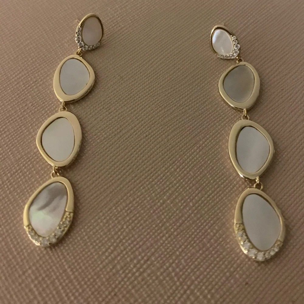 COPY - Argento Vivo Mother of Pearl Linear Drop Earrings - Picture 5 of 12